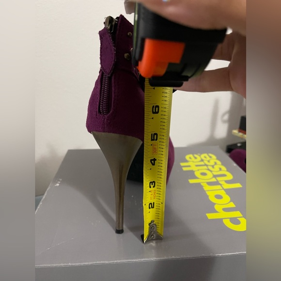 Studded Ankle strap, Zip Up Purple And Metallic Heels, Womens Size 9 - Picture 8 of 9